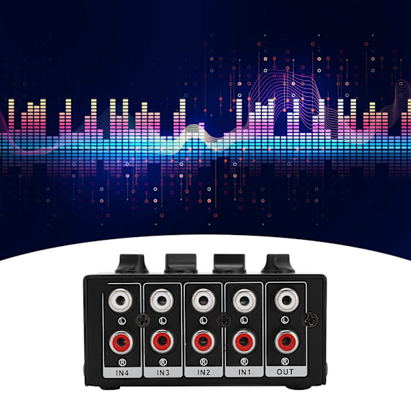 Stereo Mixer Passiv 4-kanals Audio Line Mini RCA Bærbar til Computer Telefon Tablet