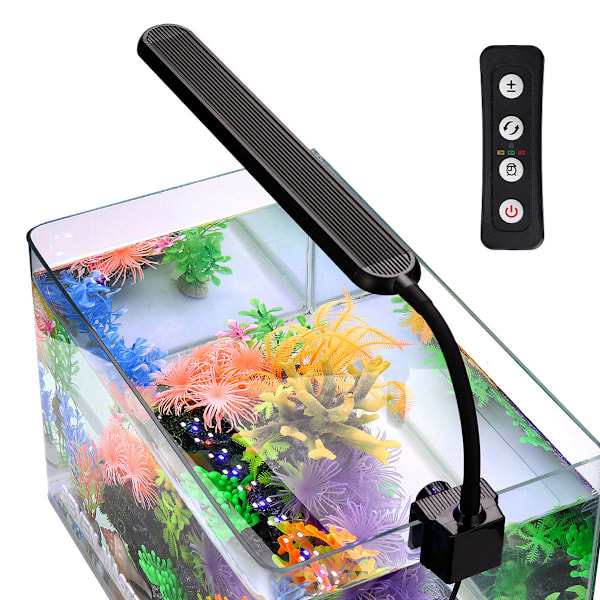 Akvariumbelysning, Elegant Tunn Design För Nanoakvarier Upp Till 40 L, LED-kontroll Clip-on Lampa Med 18 Vita Och 6 RGB Leds För Ljust Skimmer