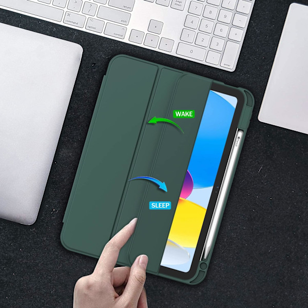 Skal för iPad 10:e generationen, 2022 års modell (10,9 tum), med inbyggd pennhållare, slimmad lättviktsdesign, mjuk TPU-baksida, magnetiskt smart skydd för