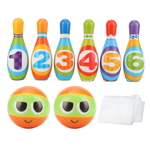Barn Bowling Leksaker Set Mjuk Färgglad PU Bomull Pedagogiskt Spel Småbarn Bowling Pin Boll Leksak för Inomhus