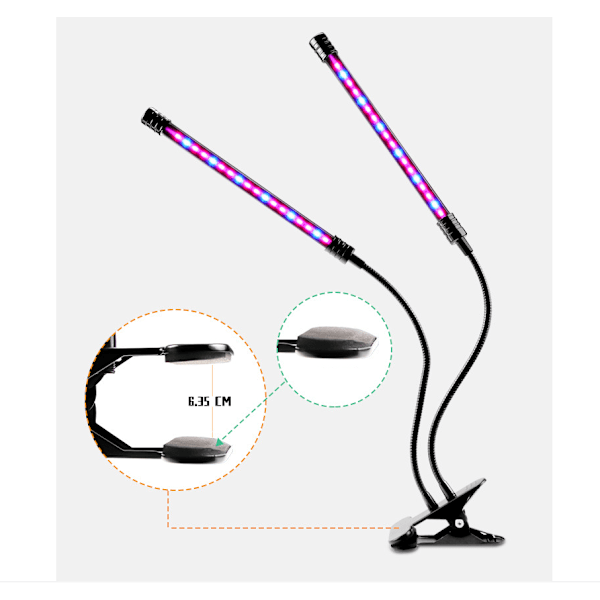 Energibesparande växtlampor, automatisk PÅ AV flerriktad fullspektrum växtlampa för inomhusväxter, flexibel svanhals, 30W 80LED (Växtlampor)