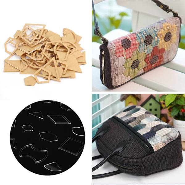 54PCS Klar Akryl Mönster Stencil Mall Set Läderhantverk Quiltning Symaskiner DIY