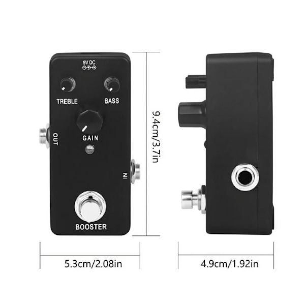Small Booster Clean Boost Pedaler för Elgitarr Bas med True Bypass Switch Boost Gitarr Bas Pedaler