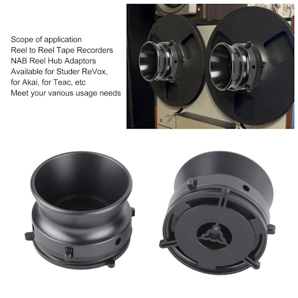1 Par NAB Nav Adaptrar Professionell Polerad Aluminiumlegering 10 Tum Öppnare för Studer ReVox för Akai för Teac Grå
