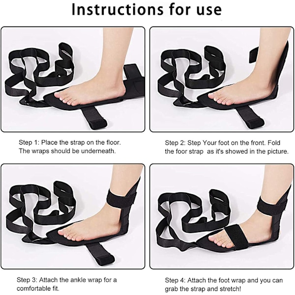 Hamstringsträckare för Ökad Flexibilitet, Smärtlindring vid Plantar Fasciit, Justerbara Remmar för Personlig Stretching