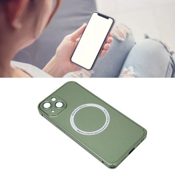 Magnetiskt telefonfodral med kameralinsskydd Mobiltelefon skyddande fodral för MagSafe Grön för IPhone 13