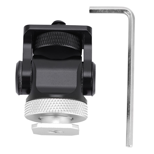Blixtsko-fäste för monitor, blixt och mikrofonhållare, 1/4-tums skruv, kamerahållare, stativfäste (svart silver)