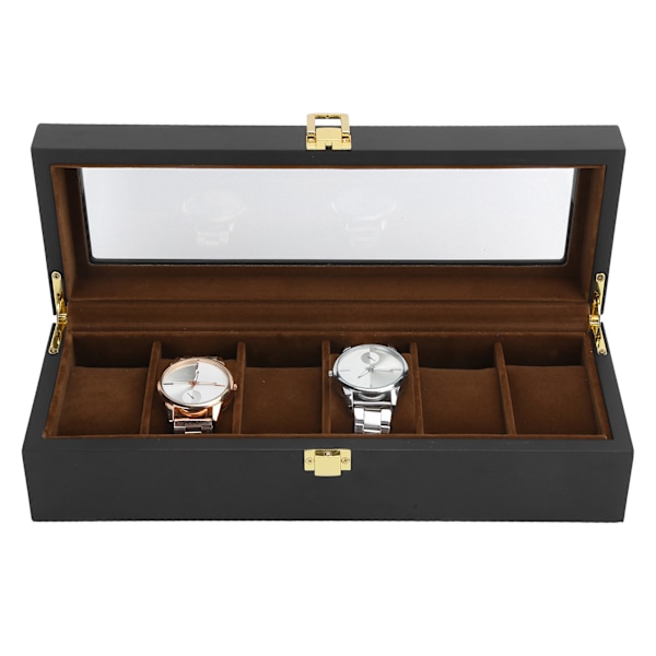 Timepiece Sanctuary, Elegant Klockförvaring i Trä med Äkta Glaslock, Utsökt Smyckesförvaring för Män (Lyxigt Utseende)