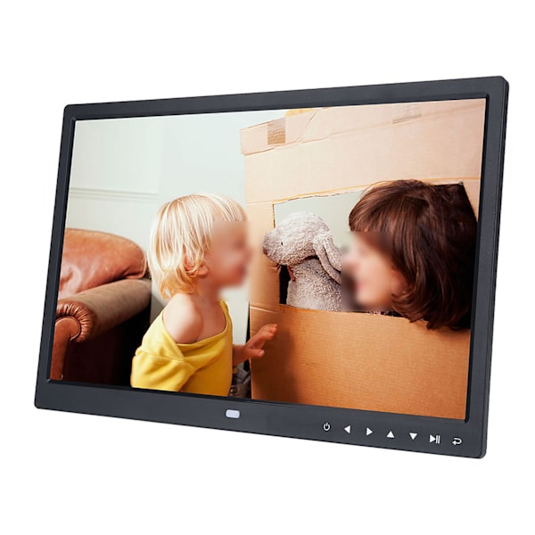 Digitalt minnesalbum, digital fotoram med touch, 15 tums Full HD IPS-skärm, flera användbara funktioner, elegant svart, med frostad matt yta