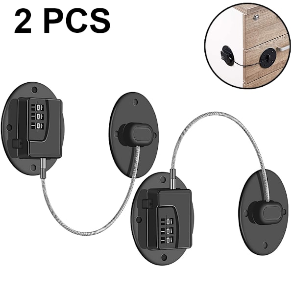 2-pack kylskåpslås - Kombinationslås för kylskåp med kraftig konstruktion