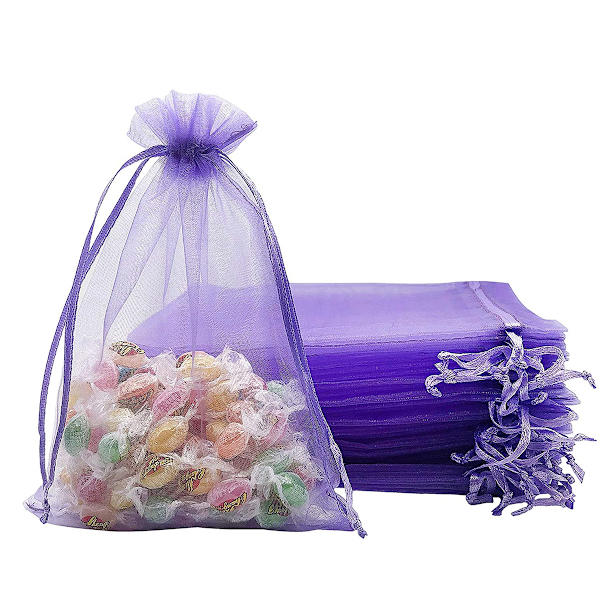 100 stk. 2,8\"x3,6\"(7x9cm) Gaveposer Snøre Organza Smykkeposer, Opbevaringspose