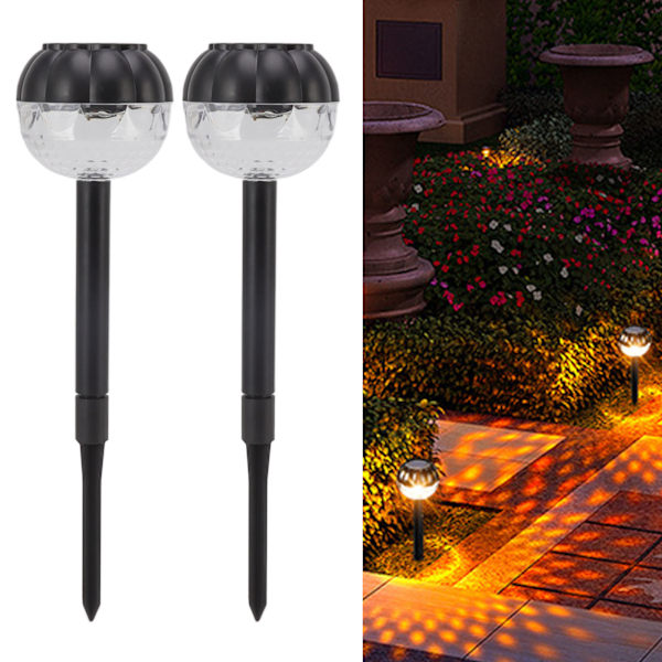 Vattentät Utomhusbelysning för Trädgårdsgångar, Solcellsdrivna LED-spotlights för Landskap, Väderbeständiga Solcellslampor för Gångar, Automatisk Belysning 2-pack
