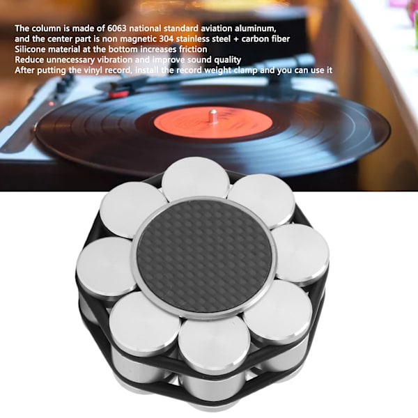 Skivviktklämma för skivspelare, skivstabilisator med silikonbotten för vibrationsdämpning