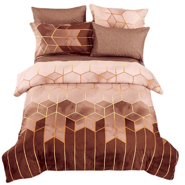 Smaragdgrön Påslakanset, Guldbladsdesign med Geometriskt Hexagon-tema, Mjukt och Bekvämt Mikrofiber för Året-runt-bruk, Enkel Maskintvätt
