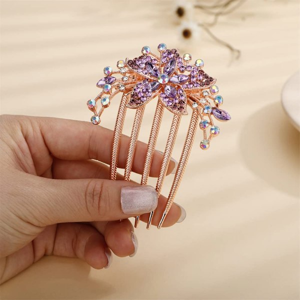 Speciella tillfällen: Elegant bröllopsaccessoar i legering med strass, utsökt blomdesign för brudprakt (Lila)
