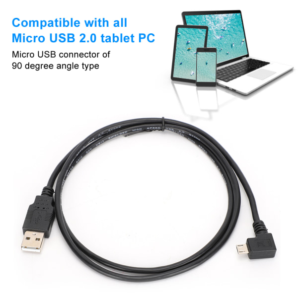 C0402 1M Høyre Vinkel Micro USB til USB Tilkoblingskabel for Dataoverføring Lading