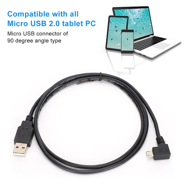 C0402 1M Vinkel Micro USB till USB Anslutningskabel för Dataöverföring Laddning