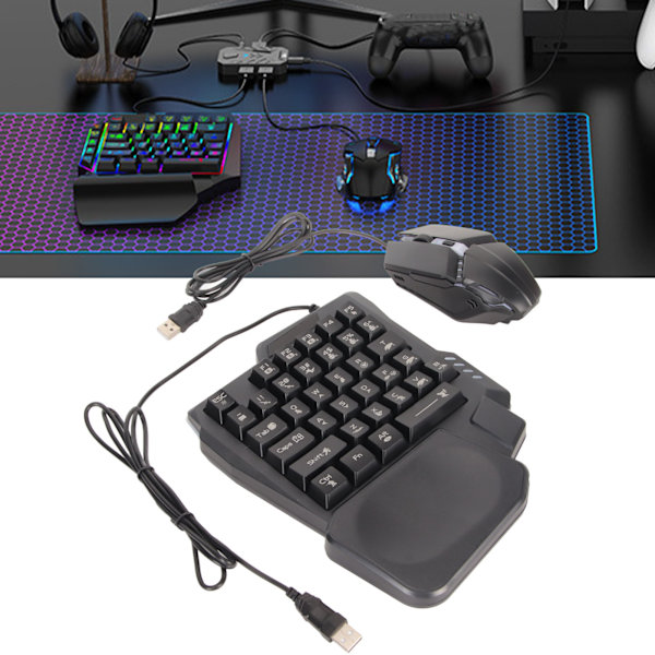 Halv hånd gaming tastatur og mus combo kablet gaming mus konverter til Android til Harmony til IOS 10.0‑13.3