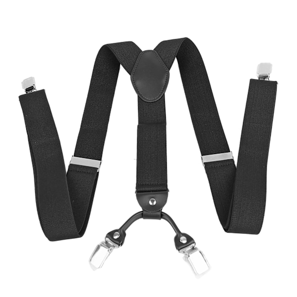 Sort Y-formet herrebukser skulderstrop med 4 clips elastisk skridsikker justerbar Y-ryg seler sort