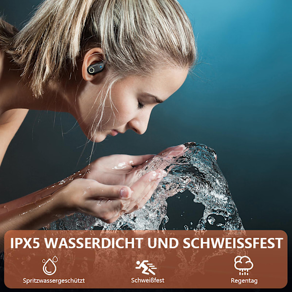 Sport Hörlurar, Hi-Fi Ljudkvalitet Bluetooth 5.3 Trådlöst Laddningsfodral Digital Display För Intensiva Träningspass, 60H Speltid, Djup Bas Over-Ear