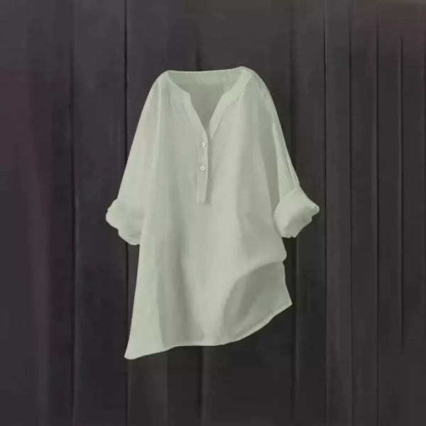 Dam Sommar Gypsy Baggy Tunika Toppar Skjorta Långärmad Blus Plus Size Vit XXXXL