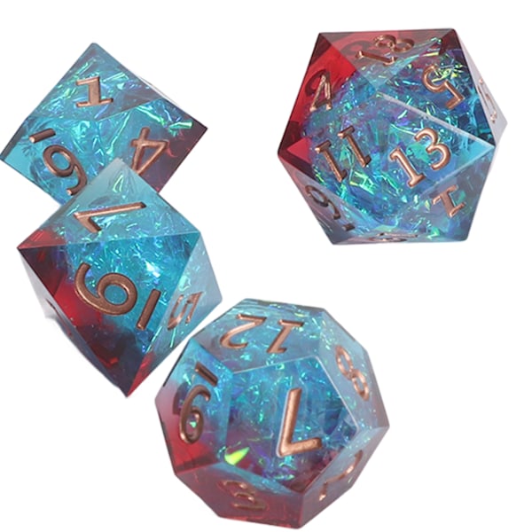 7 stk. Polyhedral terningesæt assorteret harpiks klare cifre terninger til brætspil rollespil