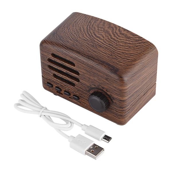 Bärbar retro Bluetooth-högtalare i trä, skrivbordsradio med FM, basstereo, mikrofon, USB-minneskortstöd