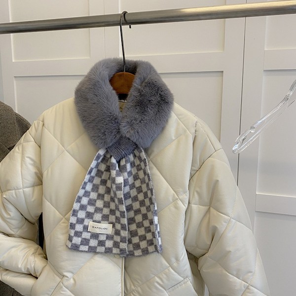 Dam Varm Fuskpäls Halsduk med Prickar för Höst och Vinter, Dragen Halslinje, Varm Halsduk, Falsk Krage Style 2