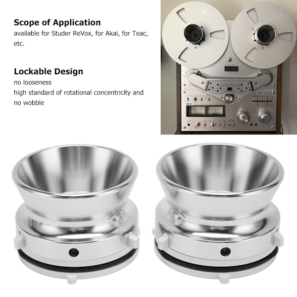 1 Par 10 tommers NAB Hub Adapter Aluminium Legering Åpner Universal Lasteenhet for Studer ReVox for Akai for Teac Sølv Hvit