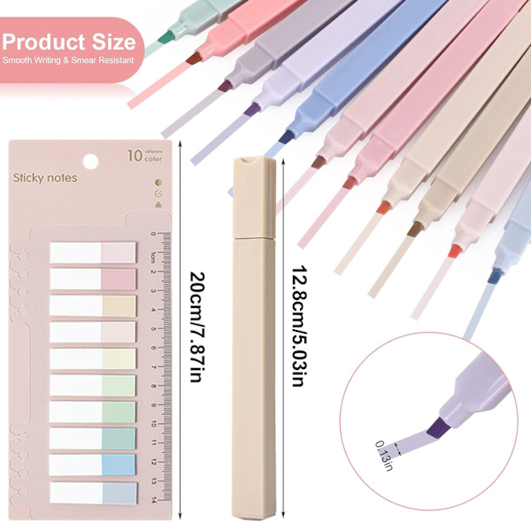 Highlighter, 12 st Highlighters, Mild Assorted Colors Highlighters Pennor, Estetic Cute Markers, Pennor No Bleed for Journals, Bibls, Notebooks,
