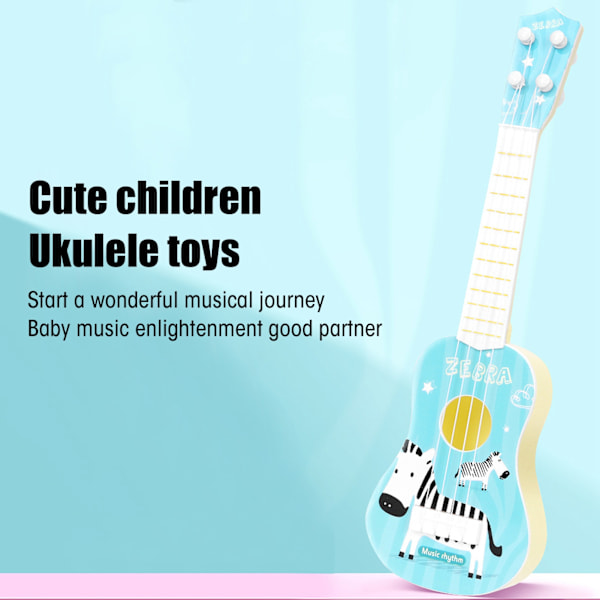 Ukulele Gitarr Leksaker Plast Ukuleles Musikinstrument Leksak med 4 Strängar för BarnBlå