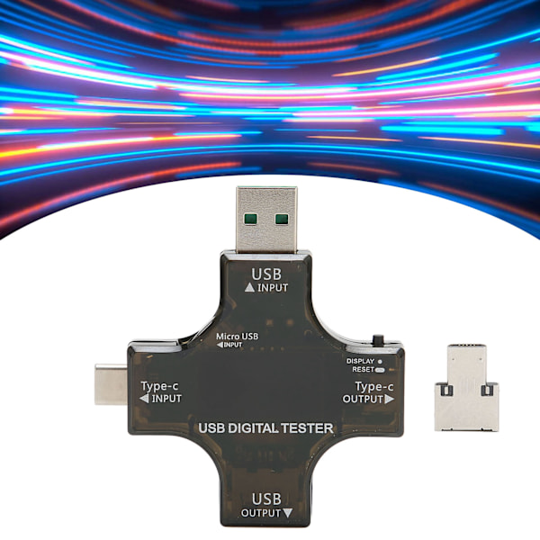 USB-strømmålertester USB C-tester med farge IPS digital skjerm for lader strøm mobil strøm batteri kapasitet
