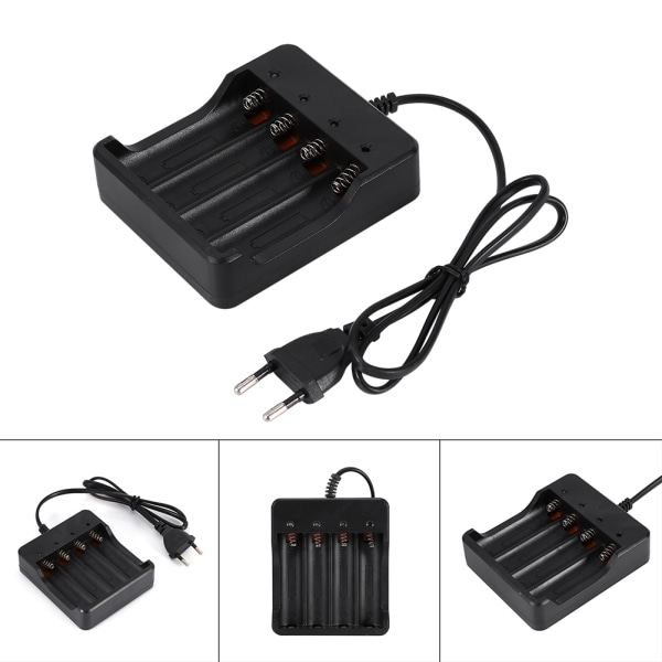 4 Slots Batterioplader Til 18650 Genopladelig Lithiumbatteri EU-stik