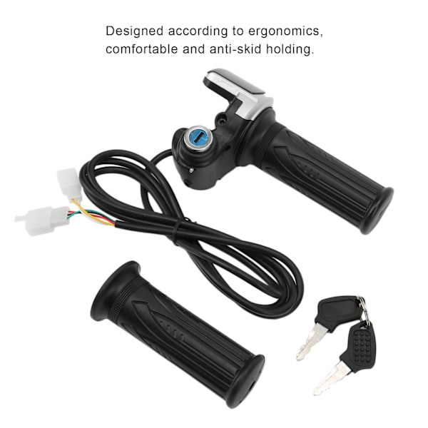 Elektrisk cykel Twist Throttle Grip Lock Key Set LED-indikator til motorcykel scooter 48V