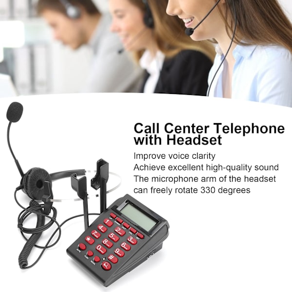 HT720 Callcenter Trådbunden Telefon med Omnidirektionellt Headset Handsfree Telefon med Headset Set för Kontor Hem