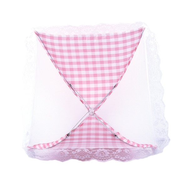 Sammenleggbar matparaplydeksel Pop Up Dome Mesh Fly Wasp Insektnett BBQ Kjøkken Rosa