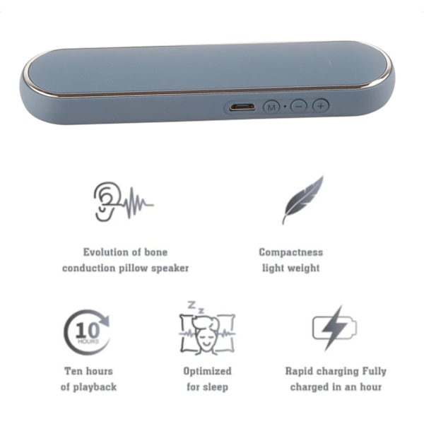 Trådlös Bluetooth-benledningssovkuddespeakers, vit brusmaskin för IOS för Android blå