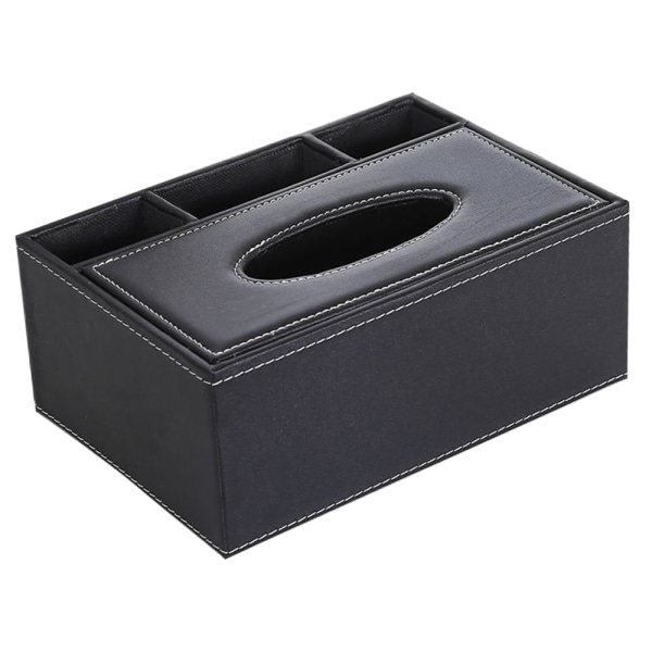 PU Leather Rectangular Tissue Box Cover - Multifunctional Tissue Box Holder Remote Control Box