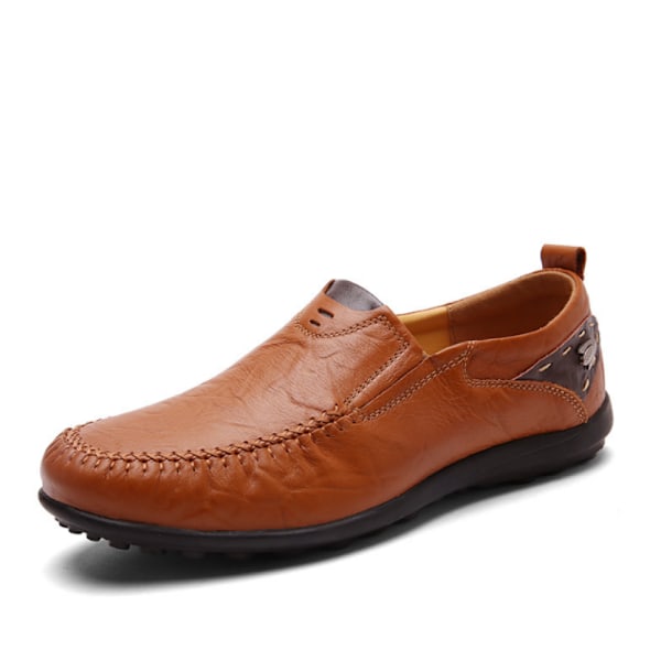 Herrloafers, Cozevdnt, naturläder, elegant design, rödbrun, 41 EU