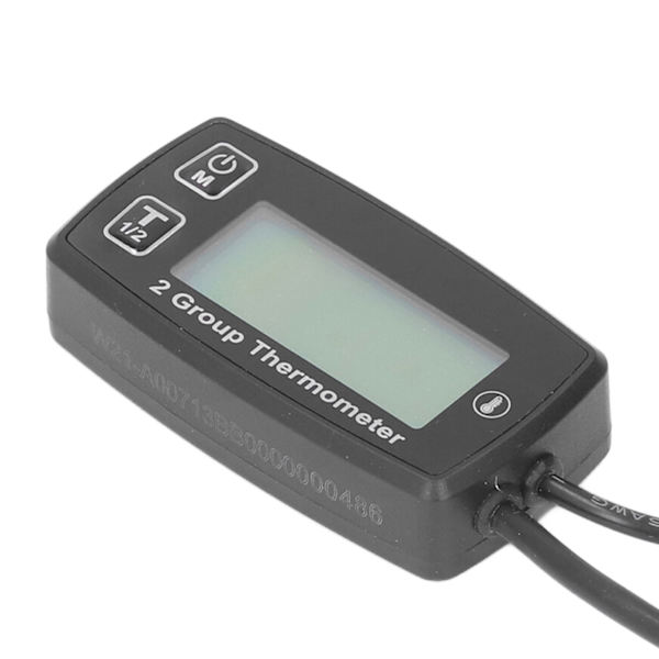 Dubbelkanal LCD-termometer Motortemperaturmätare Digital display med grön bakgrundsbelysning för motorcykelbåt ATV