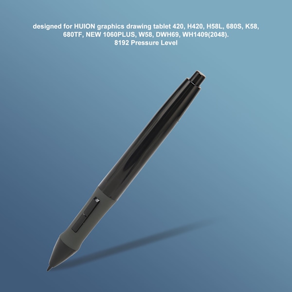 PEN68 Stylus Svart 8192 Trycknivå Ergonomisk Design Stark ABS Utjämning Smart Pen för HUION Grafikritning Tablett