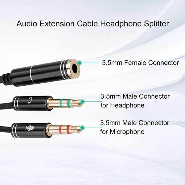 3,5 mm hona till 3,5 mm dubbla hane ljudförlängningskabel hörlurar splitter mikrofon öronsnäcka adapter