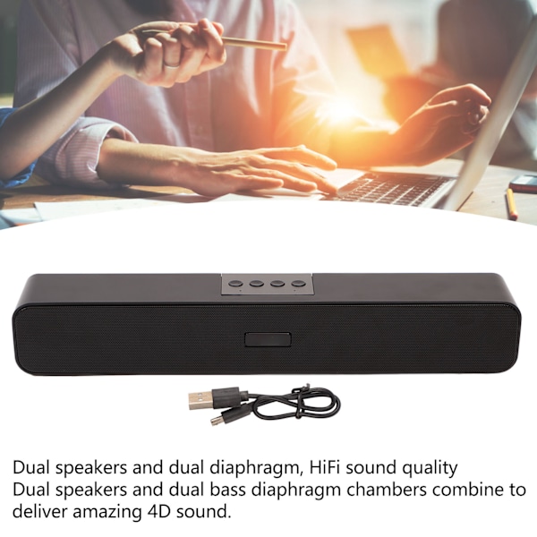 Trådløs Bluetooth Soundbar 5 Afspilningstilstande Støjreduktion Surround Sound 1200mAh Bluetooth 5.0 Bar Højttaler