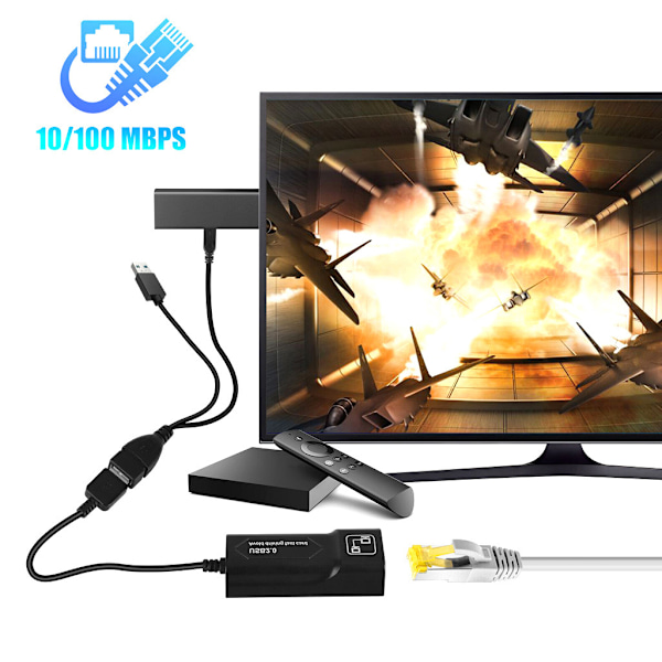 Til Amazon Fire Tv Eller Stick Gen 2 3 4 Lan Wifi Adapter Kabler