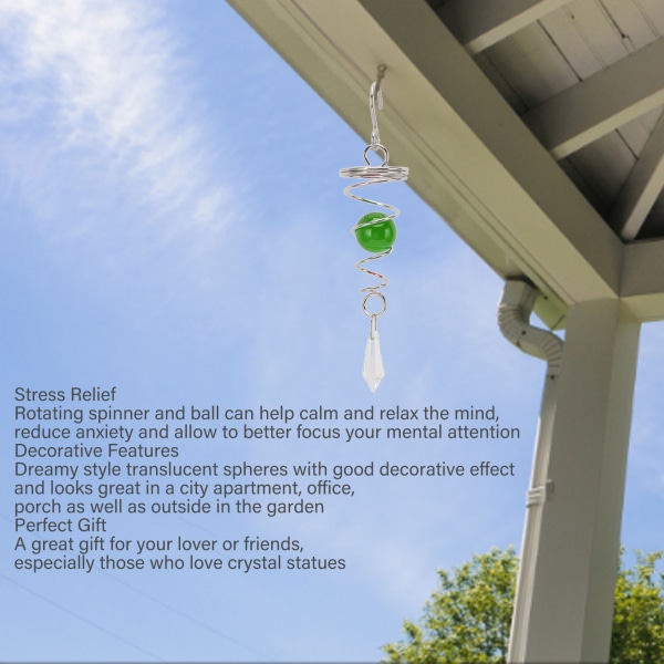 2st Green Gazing Ball Spiral Stjärtvind Spinner Stabilisator Rostfritt stål Spiral Wind Chimes för utsidan