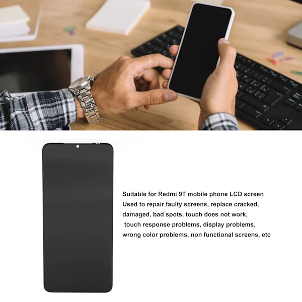 Mobiltelefon LCD-skjerm Digitizer Montering Reservedel Skjermmontering for Redmi 9T Telefon