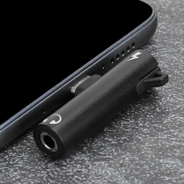 2 st 2 i 1 TypeC till 3,5 mm Assist Audiokabel Laddare Headset Distributör Adapter (svart)