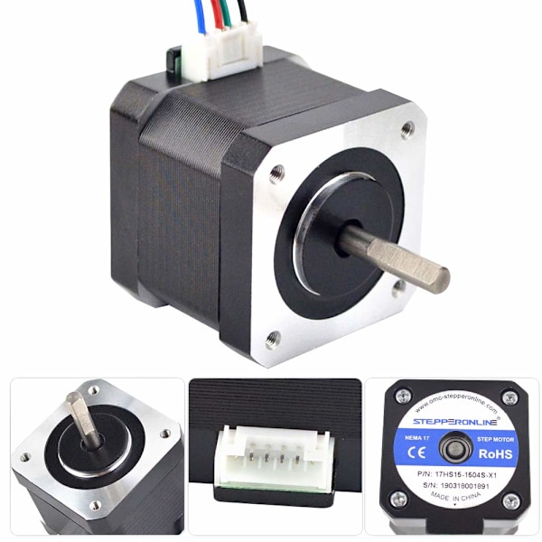 Bipolär 1.65inx1.65inx Nema 17 Stegmotor, 1.8 Graders Stegvinkel För Precisionskontroll, Perfekt För DIY CNC Och 3D-Utskrift