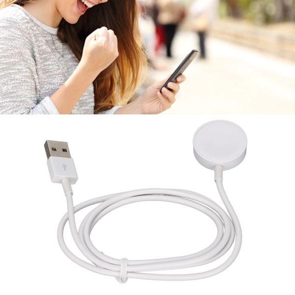 Smart magnetisk klockladdare med 3,3ft snabbladdningskabel kompatibel med IWatch Series Vit