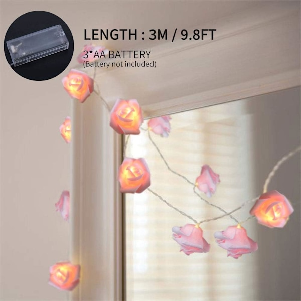 Multifunktionella Dekor LED Rosblommor Ljusslinga, Elegant Ton med Premiumkvalitet för Inomhus LED Ljusslingor och Bröllop, Middagsbord, Trädgård (20